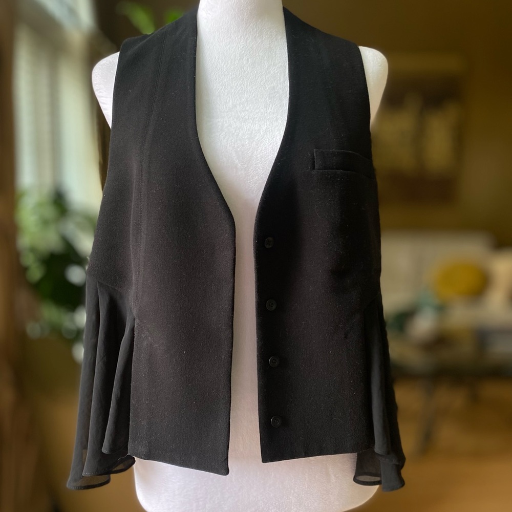 BCBGeneration Black Ladies vest with chiffon detail